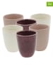 Ard'time 6er-Set: Kaffeebecher "Terra" in Lila/ Creme/ Rosa - (H)8,5 x  Ø 7 cm