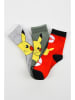 Pokémon 3-delige set: sokken "Pokémon" rood/grijs