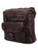 HIDE & STITCHES Leren schoudertas "Paint Rock" donkerbruin - (B)27 x (H)27 x (D)8 cm