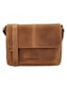 HIDE & STITCHES Leder-Umhängetasche "Idaho" in Cognac - (B)21 x (H)27 x (T)7 cm