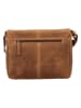 HIDE & STITCHES Leder-Umhängetasche "Idaho" in Cognac - (B)21 x (H)27 x (T)7 cm