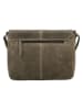 HIDE & STITCHES Leder-Umhängetasche "Idaho" in Khaki - (B)27 x (H)21 x (T)7 cm