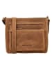 HIDE & STITCHES Leder-Umhängetasche "Idaho" in Camel - (B)27 x (H)23 x (T)7 cm