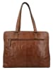 HIDE & STITCHES Leder-Schultertasche "Westland" in Cognac - (B)40 x (H)32 x (T)13,5 cm