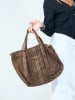 Amara Leren shopper "Brigitte" taupe - (B)40 x (H)30 x (D)14 cm