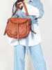 Amara Leder-Schultertasche "Denver" in Hellbraun - (B)33 x (H)28 x (T)12 cm