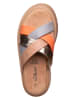 s.Oliver Leder-Pantoletten in Braun/ Silber/ Orange