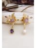 L'Atelier de Gaia Pozłacane kolczyki z perłami i ametystami