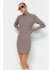 trendyol Sukienka dzianinowa w kolorze brązowym