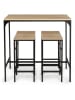 IDOMYA Factory 5-delige set: eetkamertafel en barkrukken"Memphis" in lichtbruin/zwart