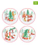 Easy Life 4er-Set: Dessertteller ''Christmas Gang'' in Weiß/ Rot/ Grün - Ø 19 cm