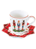 Easy Life Filiżanki (2 szt.) "Vintage Nutcracker" w kolorze biało-czerwonym - 100 ml