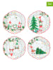 Easy Life 4-delige set: dessertborden "Ready for Christmas'' wit/groen - Ø 20 cm