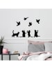 ABERTO DESIGN Wanddekor "Birds Playing With Cats" - (B)110 x (H)79 cm