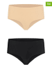 Bye Bra 2er-Set: Taillenslips in Beige/ Schwarz