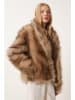 Happiness Istanbul Kunstfell-Jacke lichtbruin