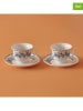 BELLA MAISON 2-delige set: koffiekoppen wit/blauw - 270 ml