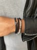 Uomo Leren armband zwart/grijs
