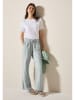 Cecil Leinen-Hose in Mint/ Weiß