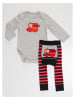 Denokids 2tlg. Outfit "Fire Truck" in Grau/ Rot