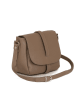 Lia Biassoni Leder-Umhängetasche "Mella" in Taupe - (B)24 x (H)20 x (T)9 cm