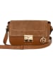 Lia Biassoni Leder-Umhängetasche "Camoscio" in Cognac - (B)24 x (H)16 x (T)7 cm
