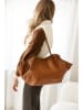 Lia Biassoni Skórzany shopper bag w kolorze jasnobrązowym - 60 x 33 x 15 cm