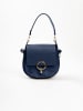 Lia Biassoni Leder-Schultertasche "Catona" in Dunkelblau - (B)20 x (H)19 x (T)9 cm