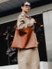 maison héritage PARIS Leder-Shopper "Ori" in Orange - (B)45 x (H)35 cm