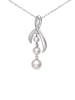 Revoni Witvergulden ketting met diamanthanger en schelpparels - (L)46 cm