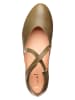 Think! Leder-Spangenballerinas in Khaki
