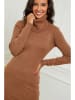 Soft Cashmere Sukienka dzianinowa w kolorze jasnobrązowym