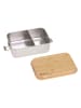 Lässig Lunchbox ''Happy Prints'' zilverkleurig/beige - (B)18 x (H)6 x (D)12 cm