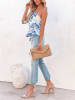 LA Angels Bluse in Creme/ Blau