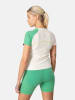 KARI TRAA Trainingsshirt "Linnea" in Creme/ Rosa/ Grün