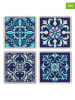 Violeta Home 4er-Set: Untersetzer in Blau/ Türkis - (L)10 x (B)10 cm
