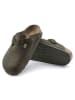 Birkenstock Skórzane chodaki "Boston Leve" w kolorze khaki