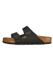 Birkenstock Leder-Pantoletten "Arizona" in Schwarz - Weite S