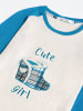 admas Pyjama in Blau/ Beige