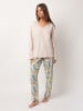admas Pyjama "Autumn Garden" beige/groen