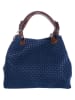 Lucca Baldi Leder-Henkeltasche "Fosdinovo" in Dunkelblau - (B)45 x (H)37 x (T)15 cm