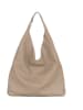 Lucca Baldi Leder-Schultertasche "Catanzaro" in Taupe - (B)45 x (H)36 x (T)5 cm
