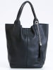 Pia Sassi Leder-Schultertasche "Monte Cimone" in Schwarz - (B)28 x (H)35 x (T)17 cm
