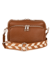 Anna Morellini Leder-Umhängetasche "Erminia" in Hellbraun - (B)22 x (H)17 x (T)9 cm