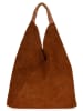 Anna Morellini Skórzany shopper bag "Eleonora" w kolorze jasnobrązowym - 40 x 31 x 2 cm