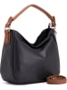 Mia Tomazzi Leder-Schultertasche "Molise" in Schwarz - (B)30 x (H)20 x (T)8 cm