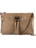 Mia Tomazzi Leren schoudertas "Navigli" taupe - (B)22 x (H)15 x (D)4 cm