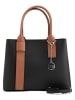 Mia Tomazzi Leder-Henkeltasche "Argonne" in Schwarz/ Hellbraun - (B)33 x (H)25 x (T)14 cm