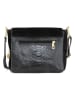 Mia Tomazzi Leder-Umhängetasche "Marostica" in Schwarz - (B)26 x (H)21 x (T)10 cm