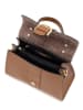 Mia Tomazzi Leren handtas "Domaso" lichtbruin - (B)26 x (H)21 x (D)12 cm